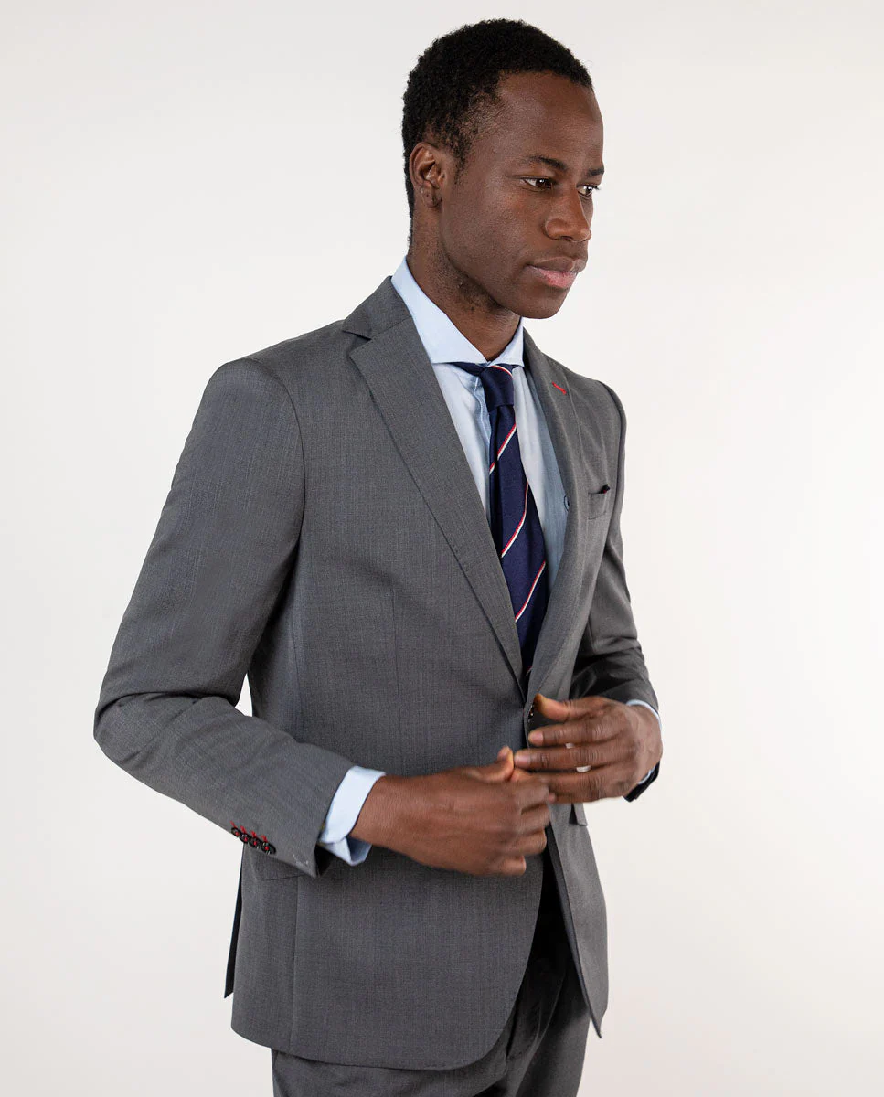 Americana Traje Liso Gris Coordinado - Imagen 5