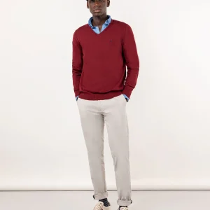 Jersey Cuello Pico Coderas Burdeos