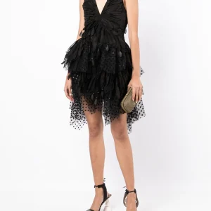 Vestido Formal Rhythmic Fluted Mini Negro