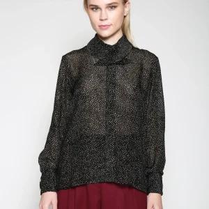 Blusa Theodora Dots Velvet Negro