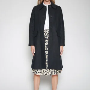 Abrigo Cylia Raw Edge Linen Marino