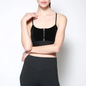 Top Zip Cami Bra Negro