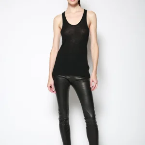 Pantalón Stretch Leather Logo Negro