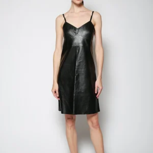 Vestido Formal Glazed Leather Negro