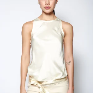 Top Hem Drape Crema Crema