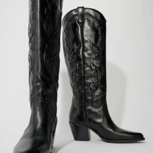 Bota cowboy alta western en piel
