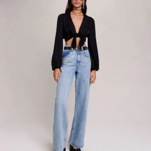 Camisa anudada de satén