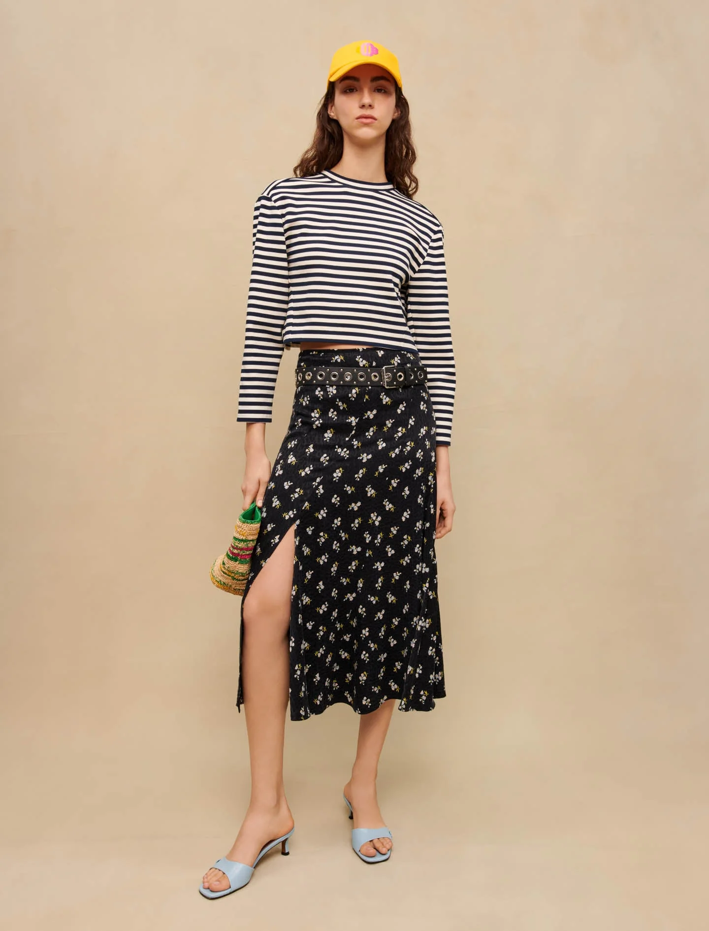 Falda larga estampada de flores