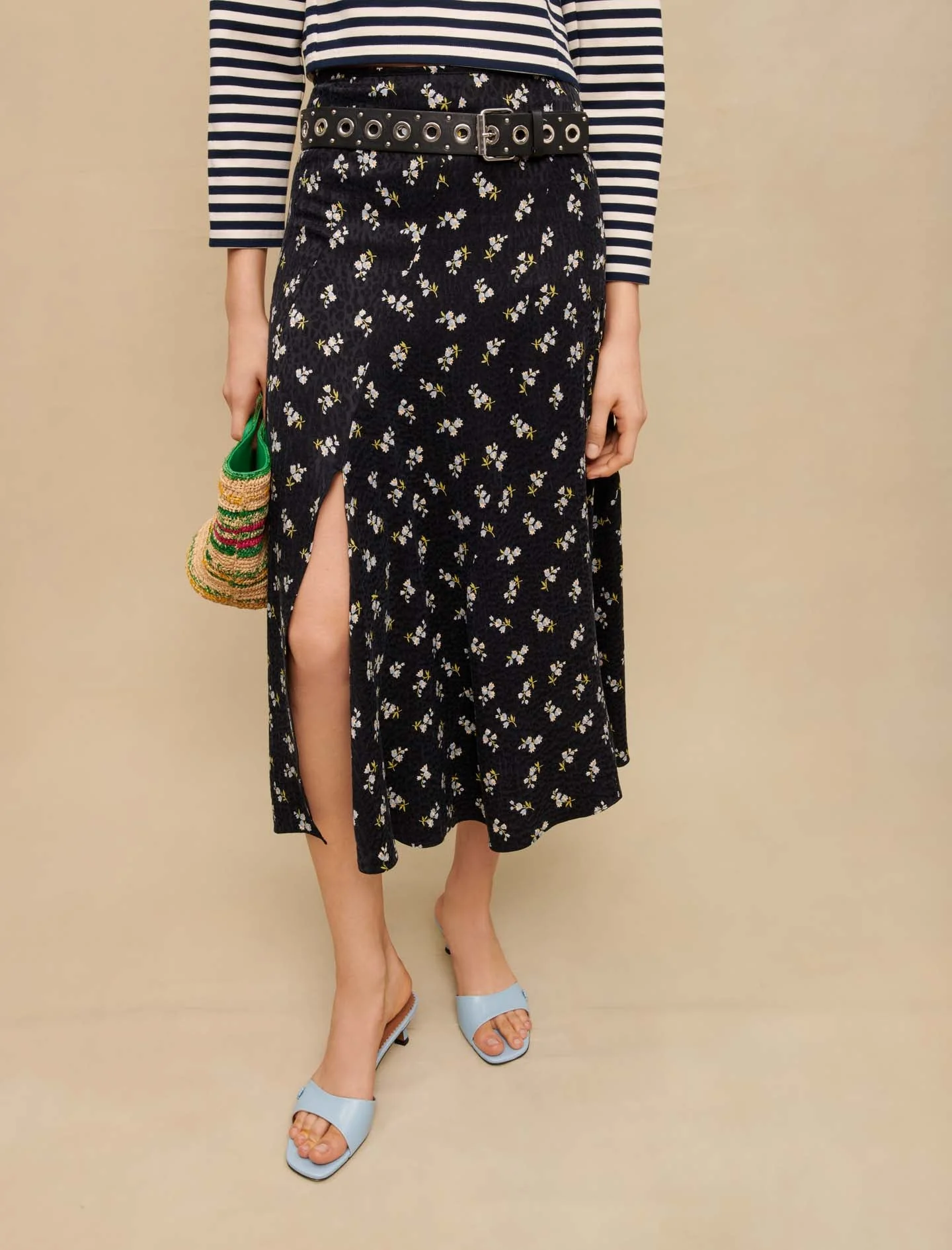 Falda larga estampada de flores - Imagen 4