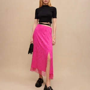 Falda larga abierta satinada