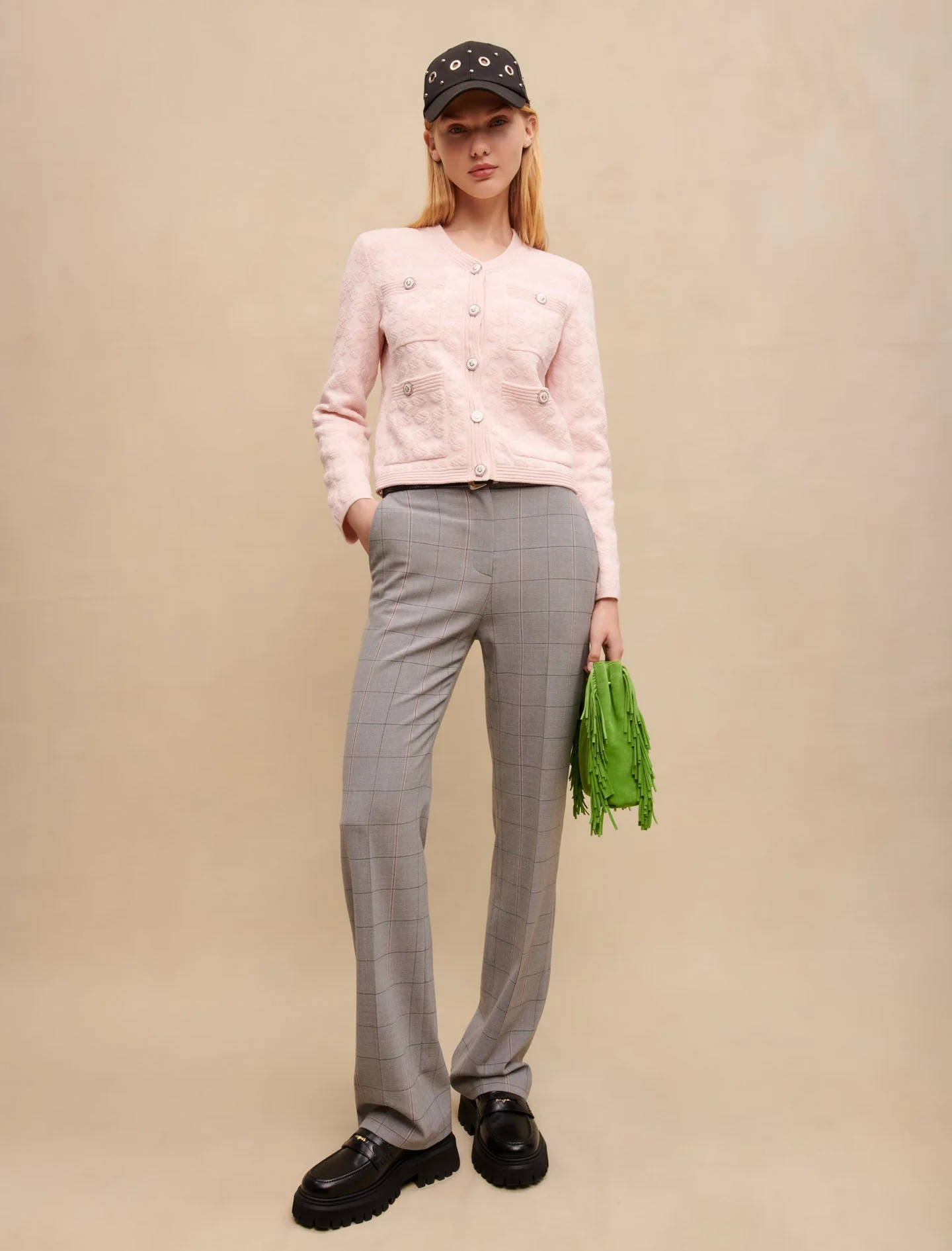 Pantalón recto de traje a cuadros