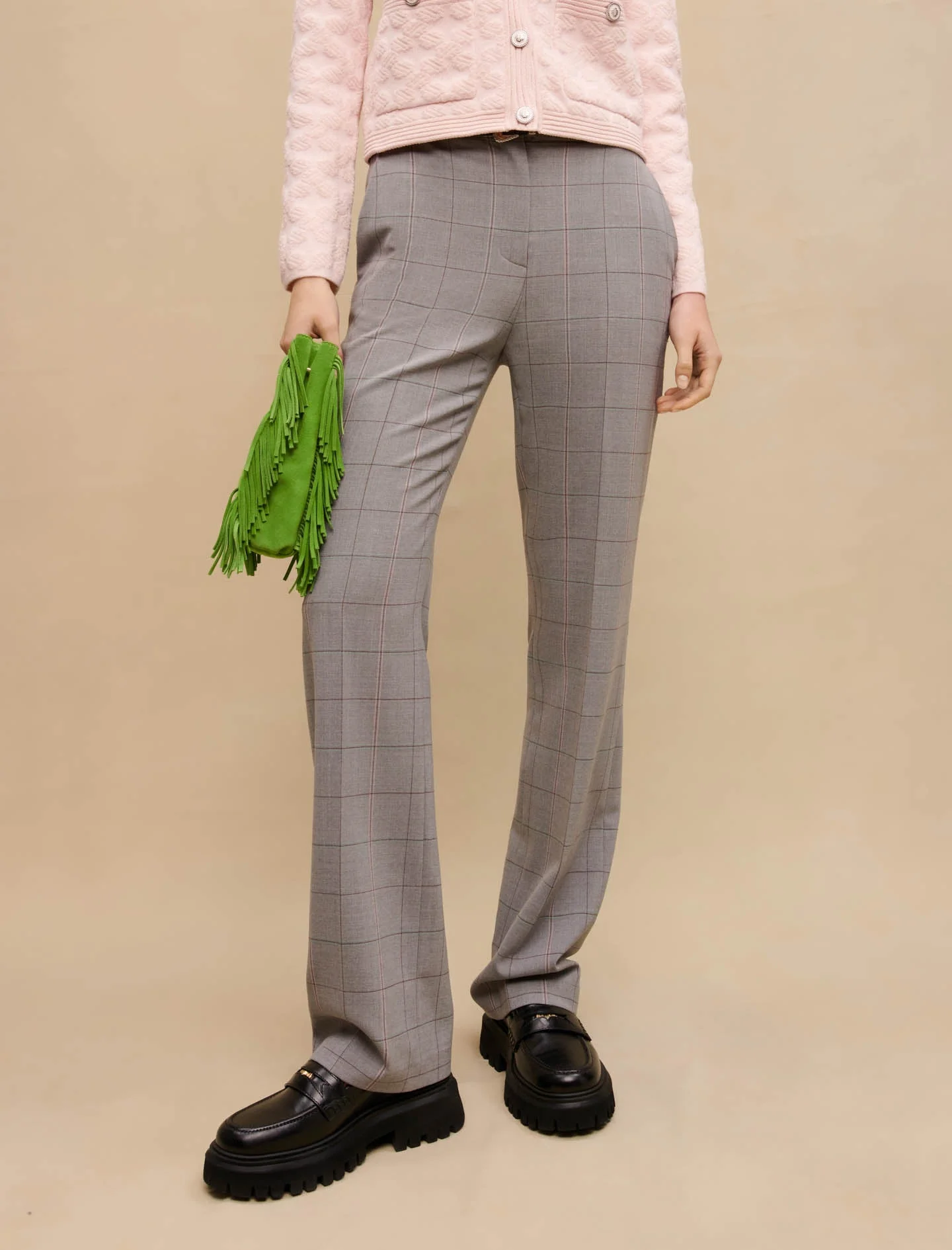 Pantalón recto de traje a cuadros - Imagen 3