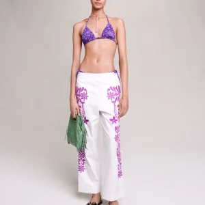 Pantalón ancho bordado