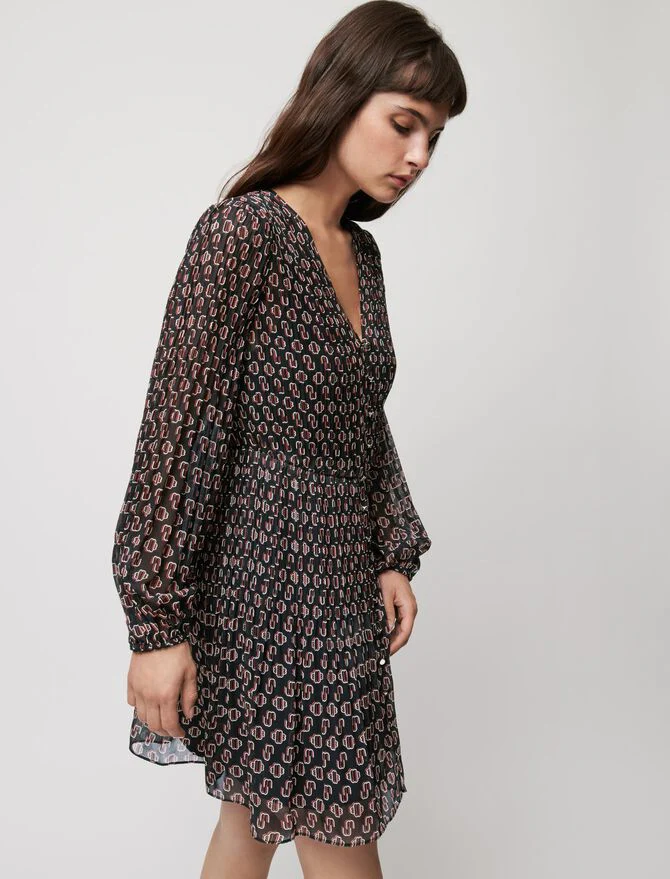 Vestido plisado con botones