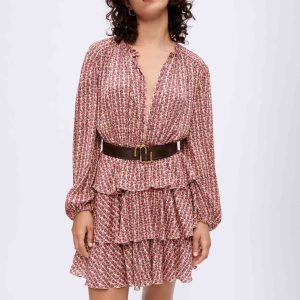 Vestido fluido estampado con volantes