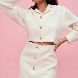 Vestido tweed textura y abertura frontal