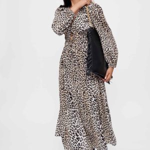 Vestido largo viscosa estampado leopardo