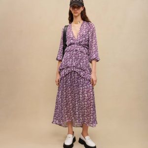 Vestido largo con estampado de flores