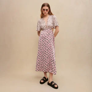 Vestido largo con estampado de palmeras