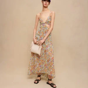 Vestido largo de flores con aberturas