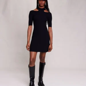 Vestido corto de punto canalé