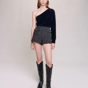 Pantalón corto de tweed con lentejuelas