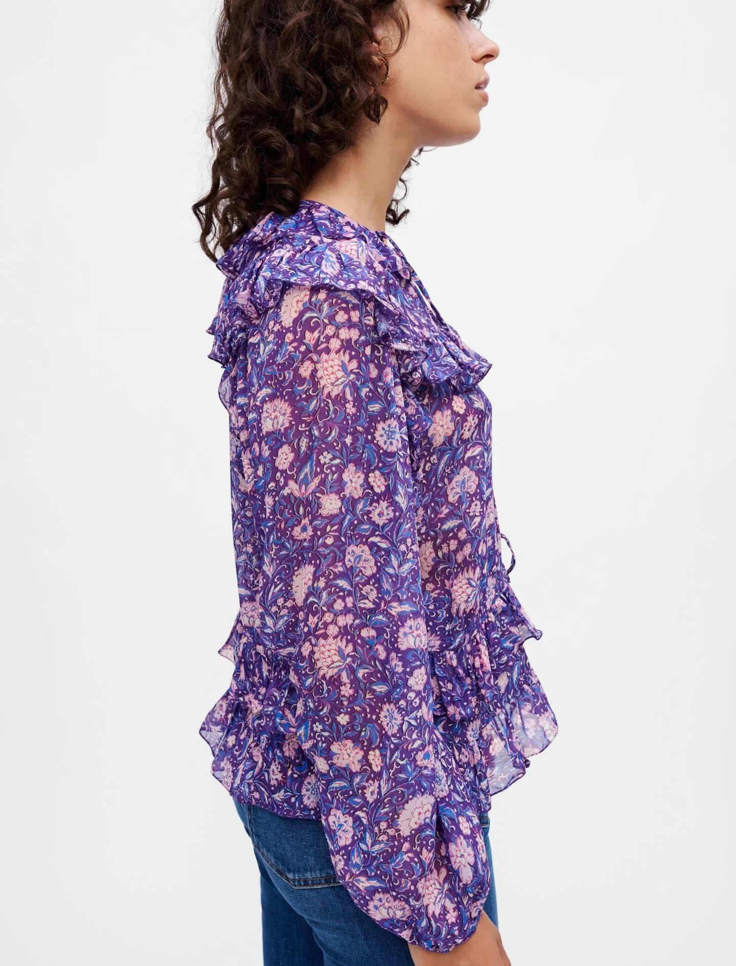 Top de viscosa con estampado de dalias - Imagen 4