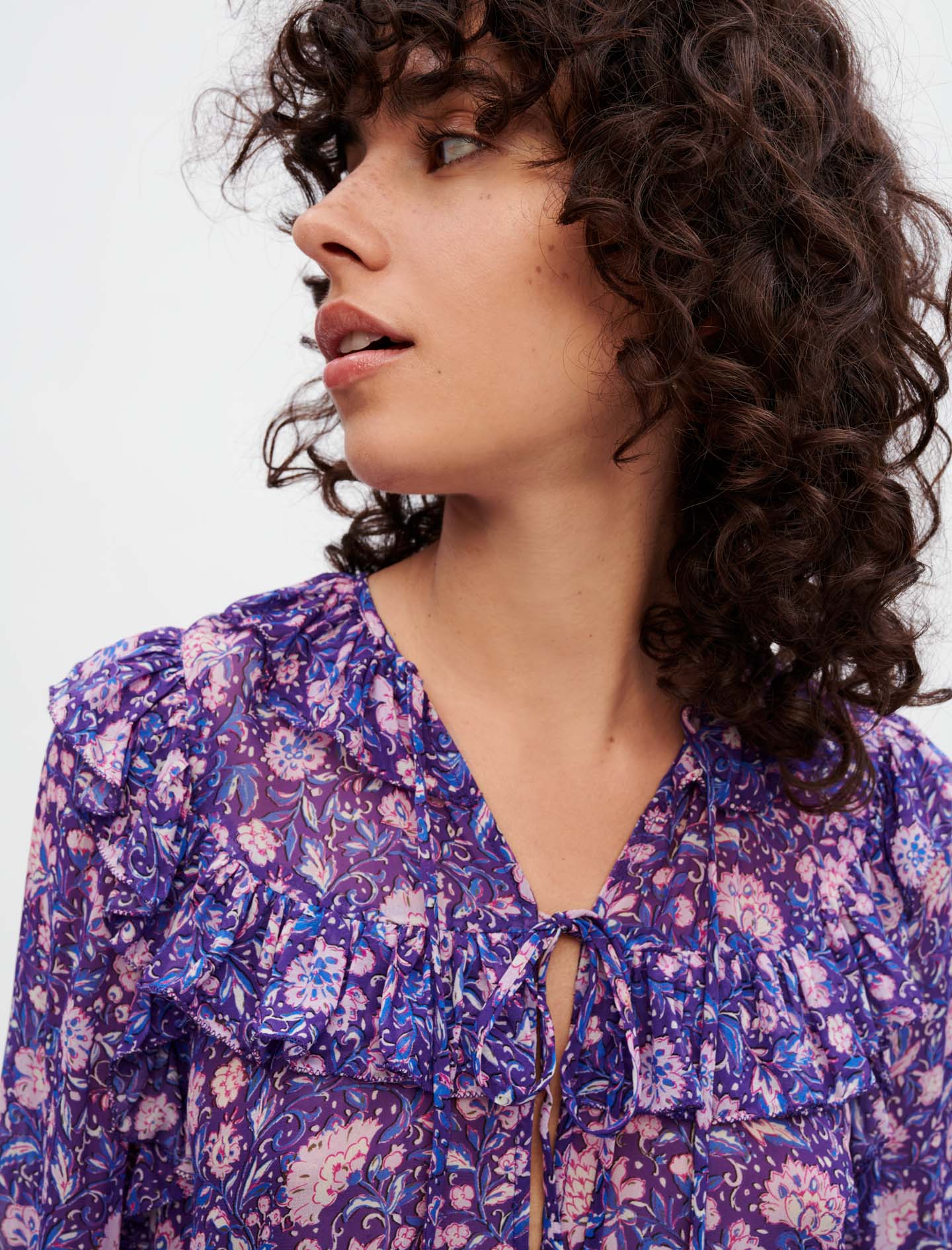 Top de viscosa con estampado de dalias - Imagen 5