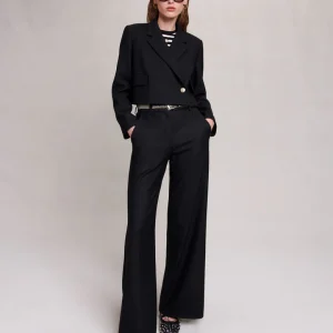 Chaqueta de traje corta recta de mezcla de lana