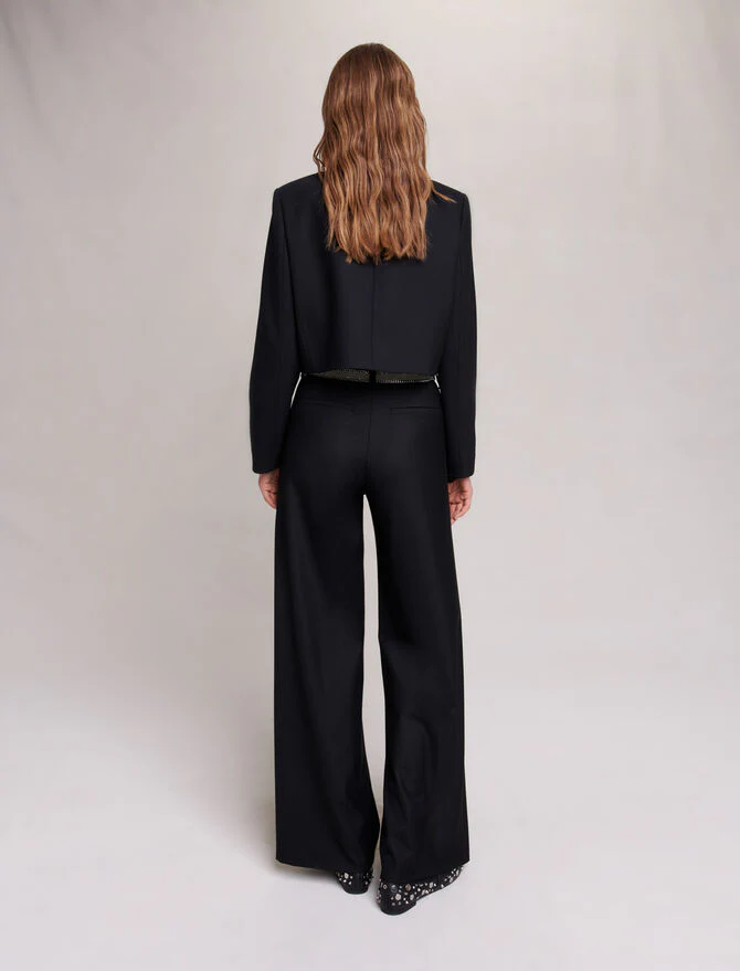 Chaqueta de traje corta recta de mezcla de lana - Imagen 4