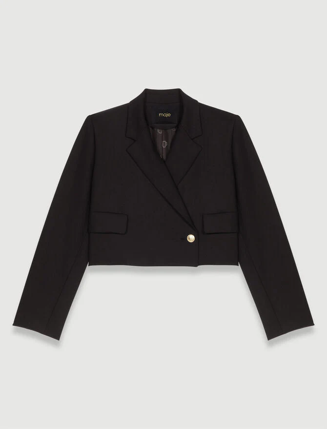 Chaqueta de traje corta recta de mezcla de lana - Imagen 6