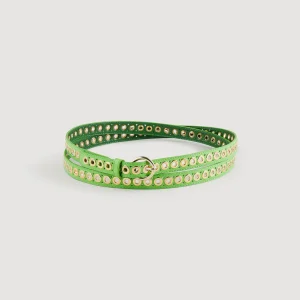 Cinturón doble de piel con ojales