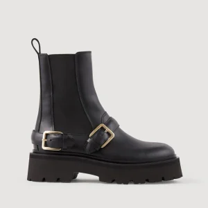 Botines de cuero negro