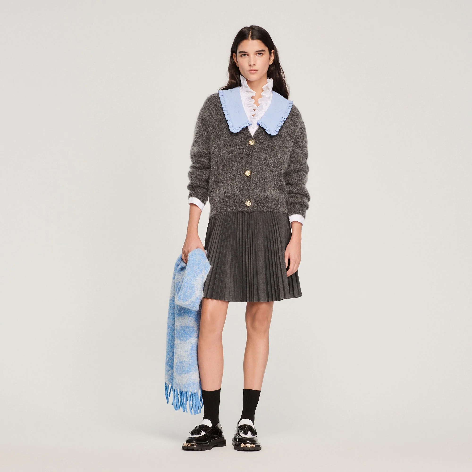 Cárdigan de punto con cuello grande