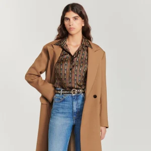 Camisa fluida, estampado flores y rayas