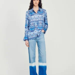 Camisa de seda estampada