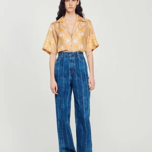 Camisa de seda estampada