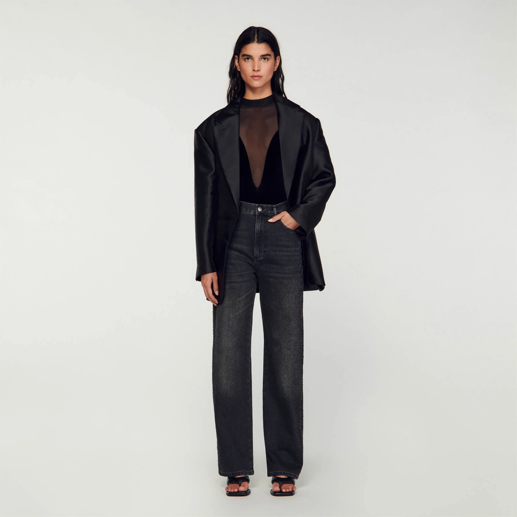 Vaquero recto desgastado