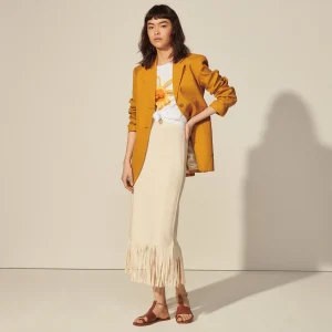 Falda larga con flecos