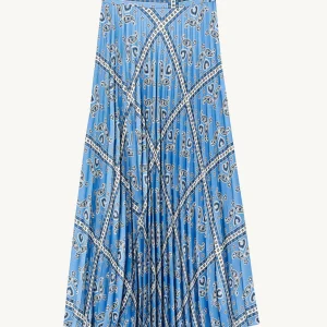 Falda larga estampada con pliegues