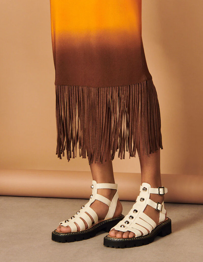 Falda midi con flecos y tie & dye - Imagen 4