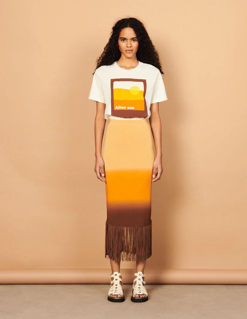 Falda midi con flecos y tie & dye - Imagen 5