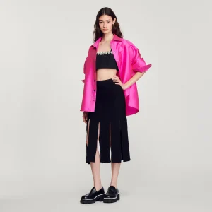 Falda de punto de flecos anchos