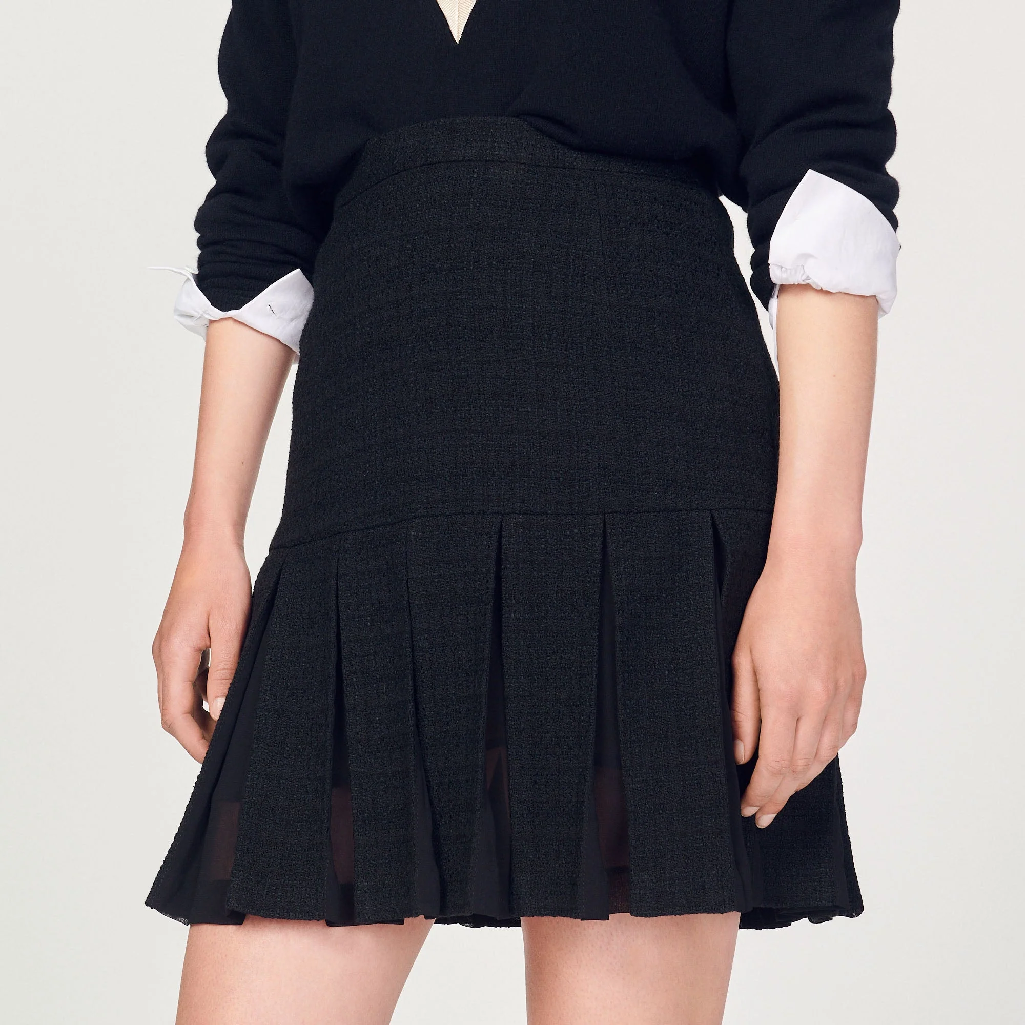 Falda de tweed con pliegues - Imagen 3