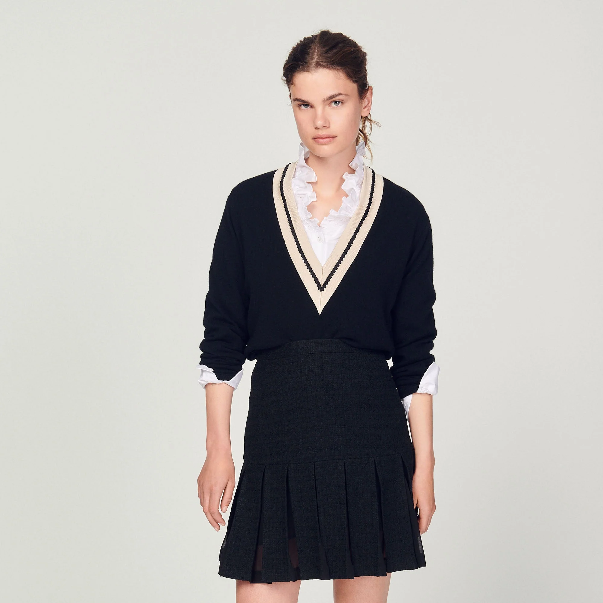 Falda de tweed con pliegues - Imagen 4