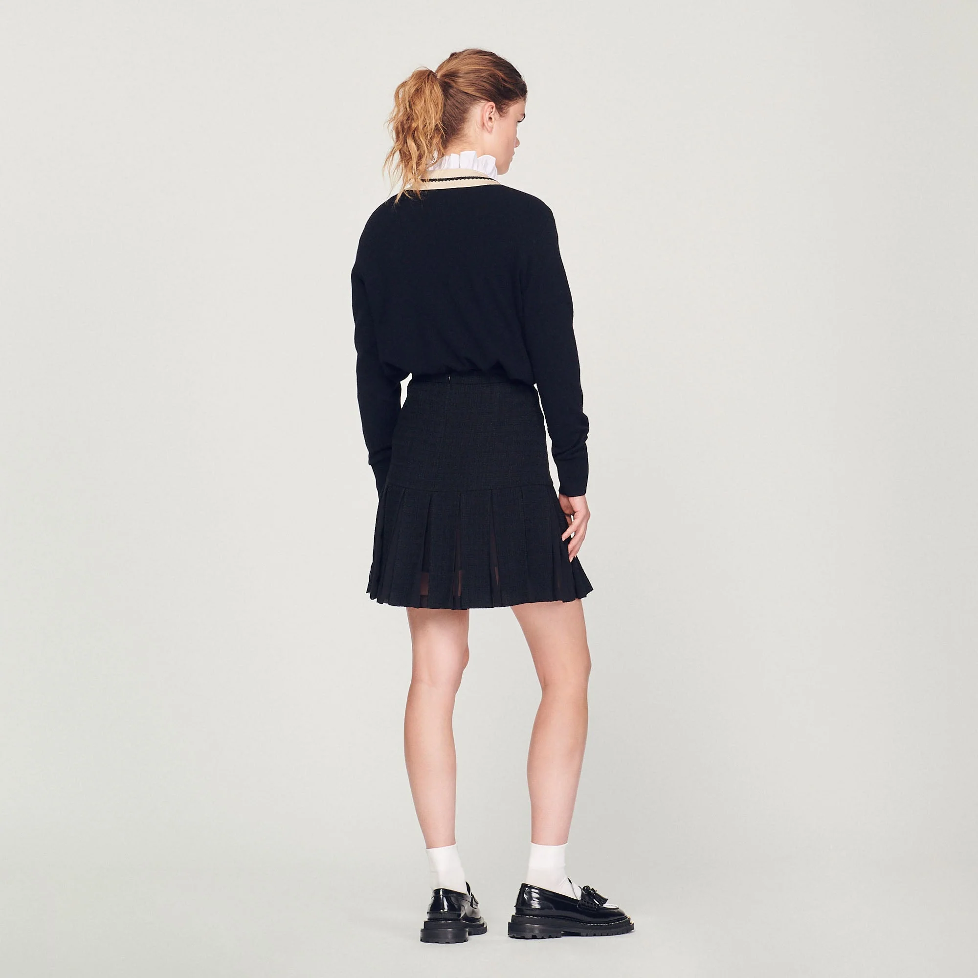 Falda de tweed con pliegues - Imagen 5