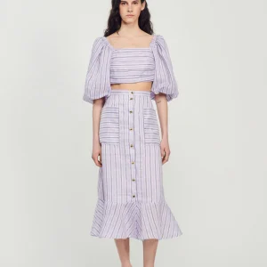 Falda evasé de rayas