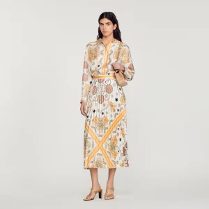 Falda plisada con estampado estilo mascada