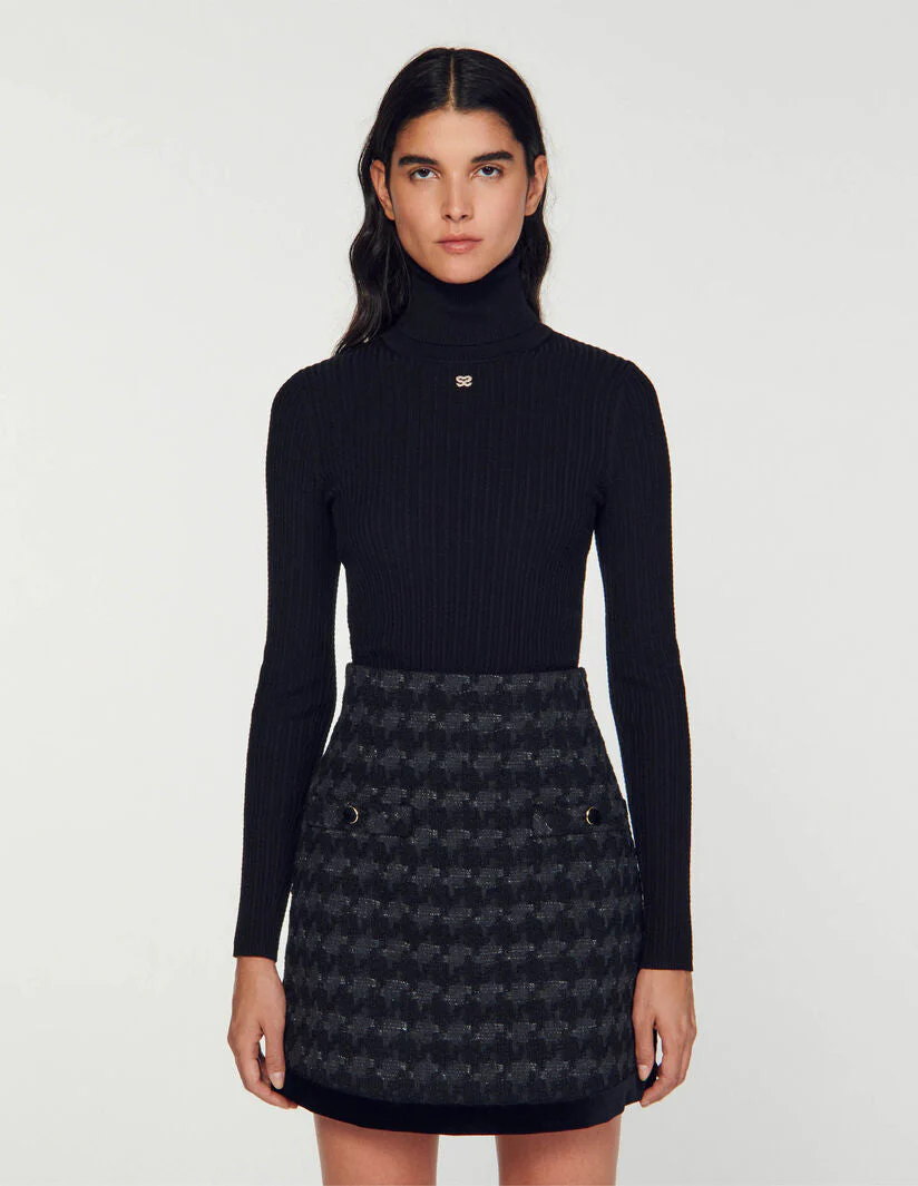 Falda corta de tweed pata de gallo - Imagen 3