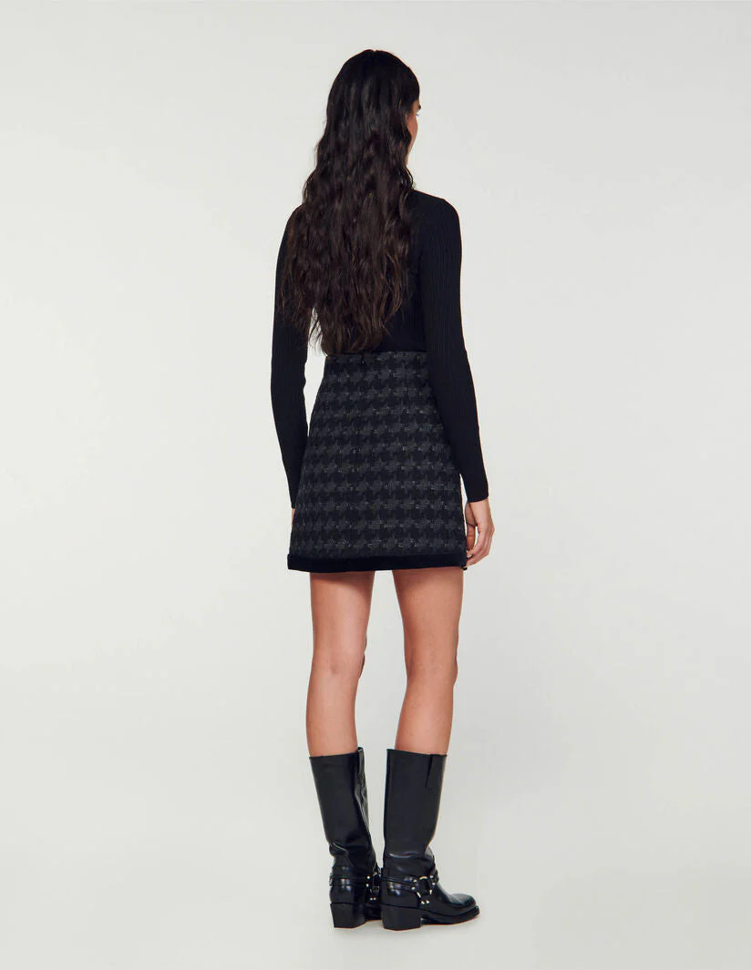 Falda corta de tweed pata de gallo - Imagen 4